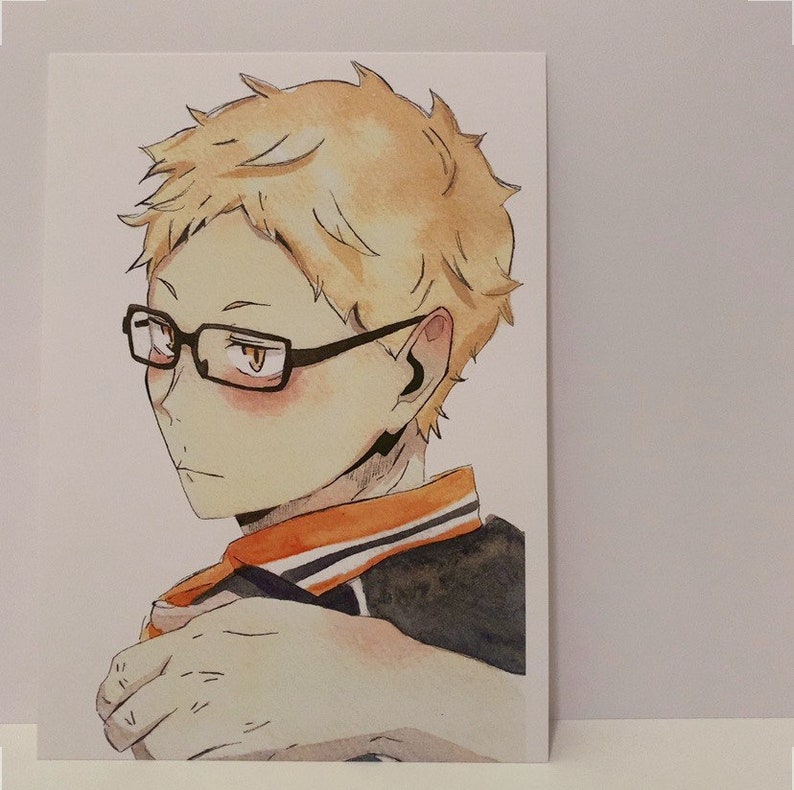 Haikyuu Tsukishima Watercolour Anime Art Print Etsy