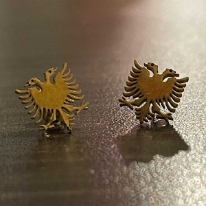 Gold Albanian Eagle Earrings