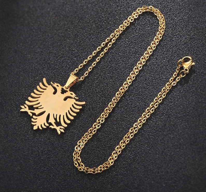 Albanian Eagle Gold and Silver Necklace afbeelding 4