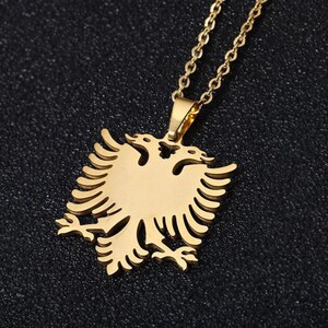 Albanian Eagle Gold and Silver Necklace afbeelding 3