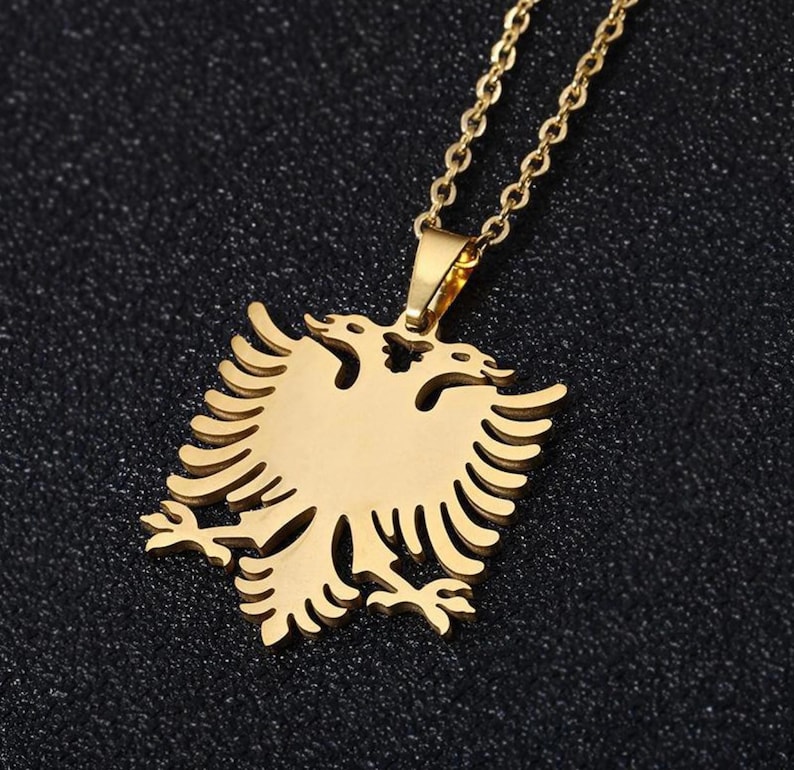 Albanian Eagle Gold and Silver Necklace afbeelding 3