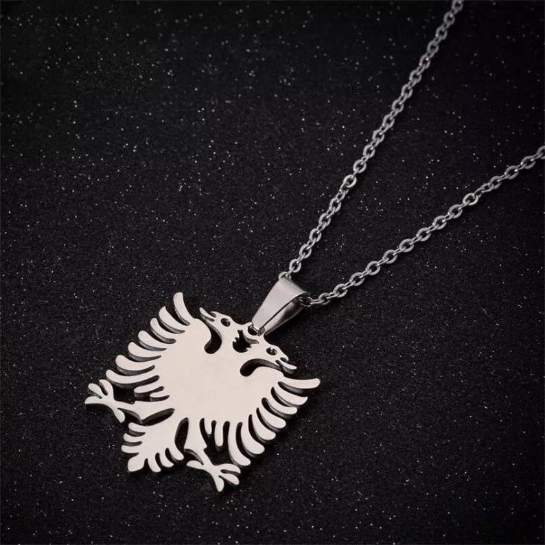 Albanian Eagle Gold and Silver Necklace afbeelding 9