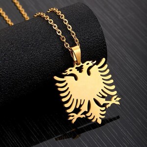 Albanian Eagle Gold and Silver Necklace afbeelding 6