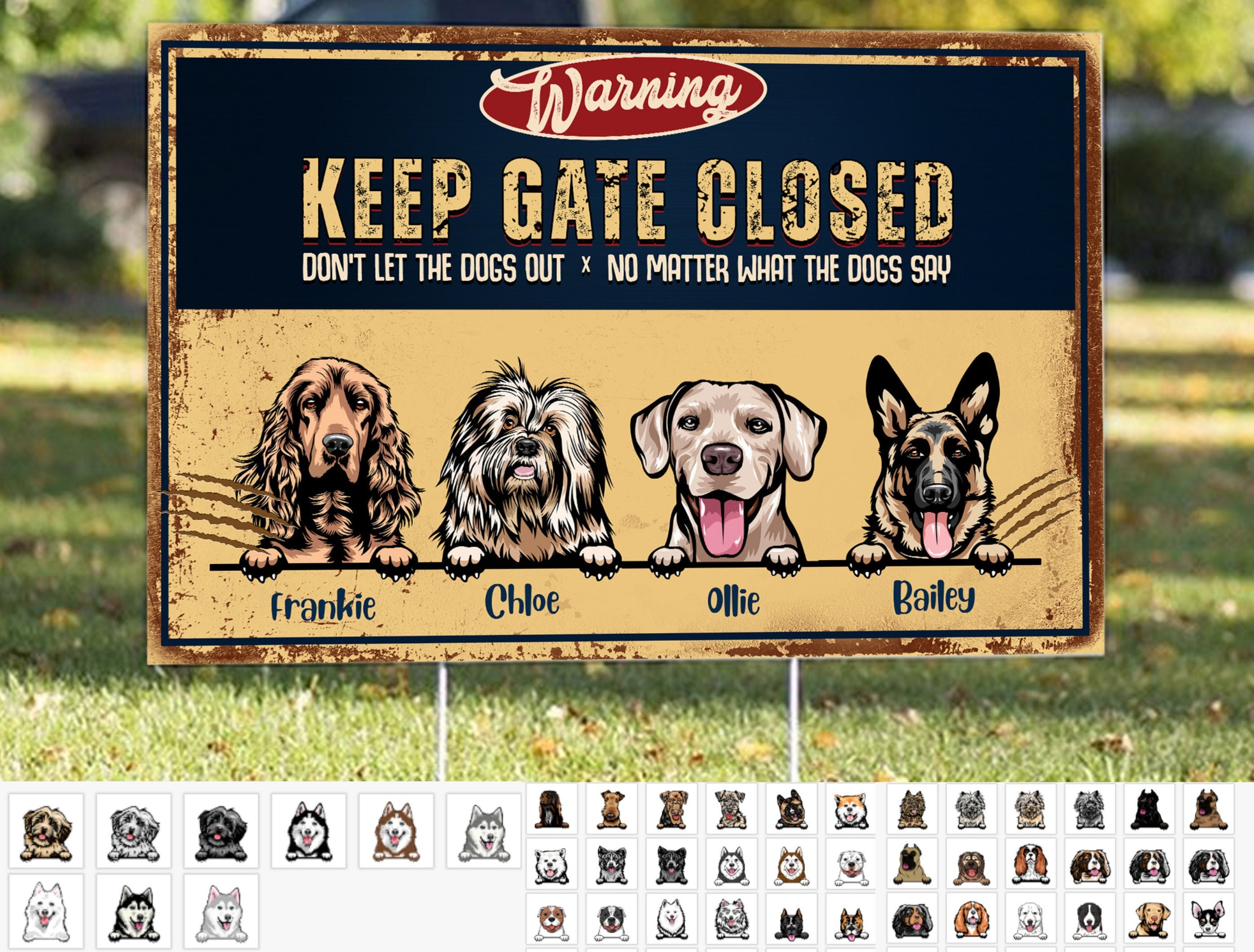 Personalized Dog Yard Sign Custom Dog Warning Yard Sign Etsy