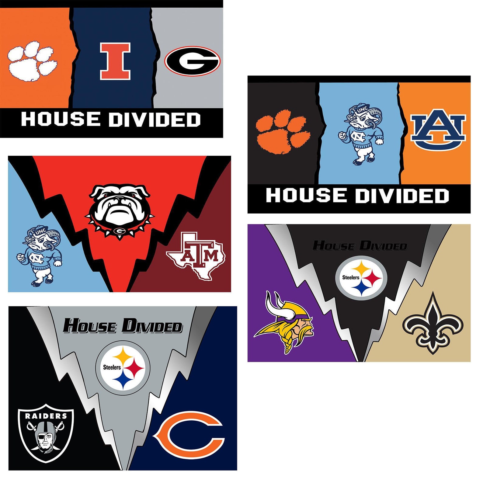 Custom House Divided Flag 3 Team Triple House Divided Sport Etsy