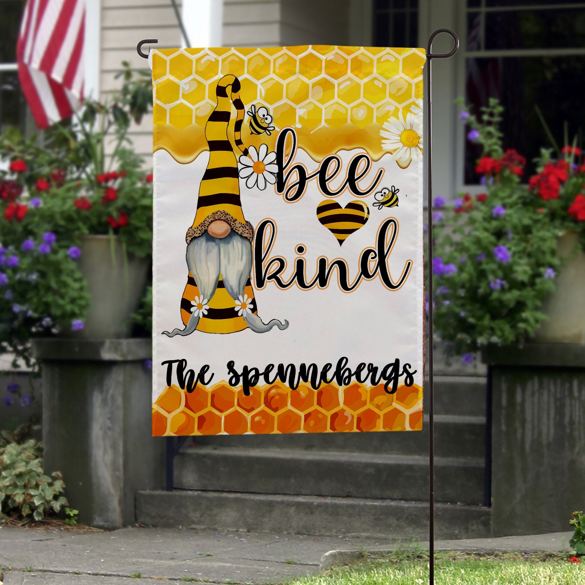 Personalized Bee Kind Garden Flag Kindness Sign House Flag Etsy