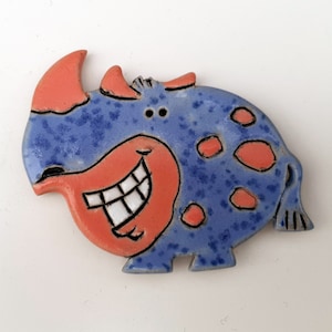 Rhino fridge magnet Kitchen accessory Animal magnet Safari animals Home decor Cute magnet Ceramic magnet Handmade magnet Birthday gift