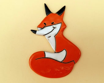 Fridge magnet, Fox magnet, Animal magnet, Home decor, Kitchen decoration, Ceramic magnet, Handmade magnet