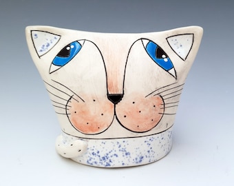 Ceramic Cat Figurine, Handmade Ceramic Statue, Home Decor, Animal Figurine, Housewarming Gift, Birthday Gift, Cat lovers gift, Funny cat
