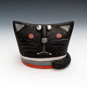 Black cat, Funny cat, Cat Figurine, Animal Figurine, Handmade Ceramic Statue, Home Decor, Housewarming Gift, Birthday Gift, Cat lovers gift