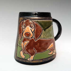 Tea mug pottery Funny mug Dog art Cute Mug Handmade mug Pottery mug Gift for her Dog lovers gift Unique mugs Birthday gift Pottery art
