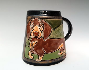 Tea mug pottery Funny mug Dog art Cute Mug Handmade mug Pottery mug Gift for her Dog lovers gift Unique mugs Birthday gift Pottery art