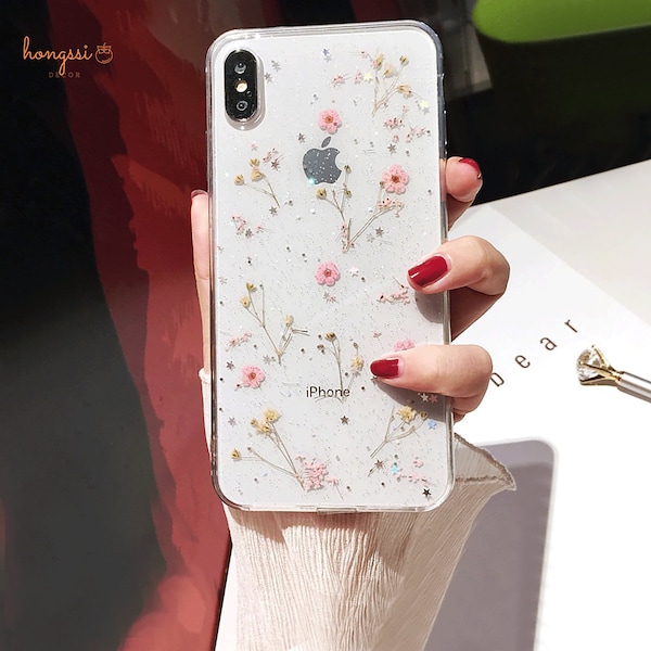 Genuine Pressed Real Dried Flower Little Pink Handmade Samsung Galaxy Resin Phone Case | S8 S9 Note 9 S10 Note 10 s20 Fe S21 Plus Ultra Pro