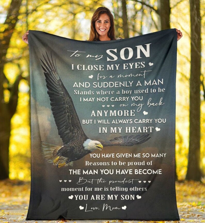 To my son Love Mom Fleece Blanket Love My Son Custom Blanket Etsy