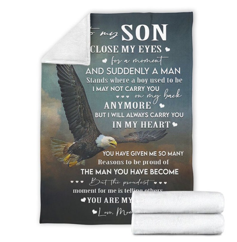 To my son Love Mom Fleece Blanket Love My Son Custom Blanket Etsy