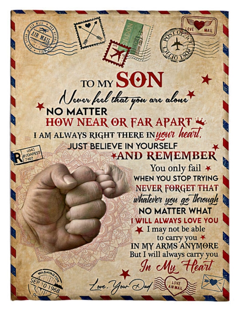 To my son Love Dad Fleece Blanket Love My Son Custom Blanket Etsy