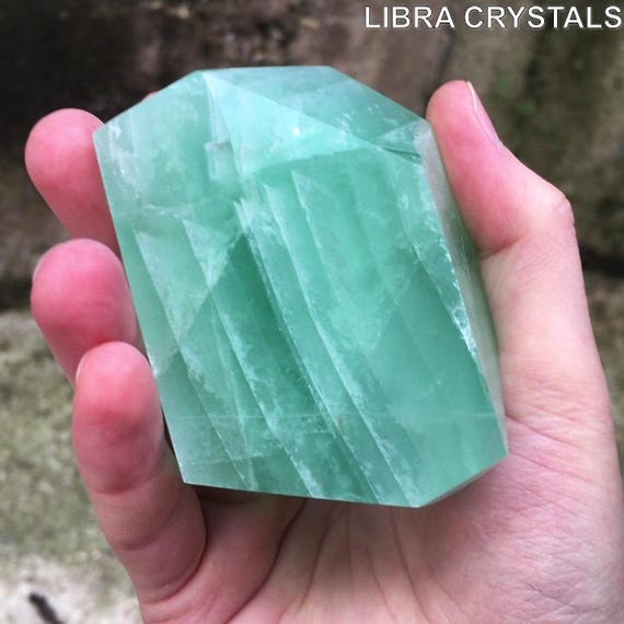 Banded Green Fluorite Freeform Mint Sea Green Crystal 382g