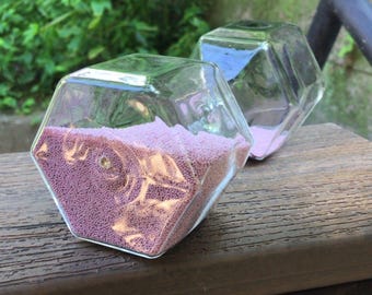 Vintage Swedish Handmade Art Glass Hourglass Clear Angular Geometric Pink Beads
