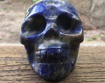 Sodalite Crystal Skull Carving Blue White Polished Gemstone Metaphysical 492g