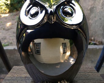 Vintage Silver Chrome Owl Candle Holder Metallic Finish Decor Figurine 6.5"