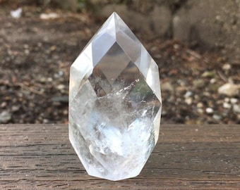 Clear Quartz Faceted Crystal Point Polished Quartz Tower Energy Amplifier Healing Stone Chakra Crystal 2.5"