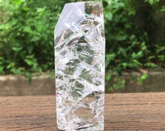Crackle Quartz Crystal Tower Rainbow Fire Quartz Point Polished Generator Chipped