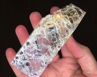 Crackle Quartz Crystal Tower Rainbow Fire Quartz Point Polished Generator 4"