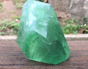 Natural Green Fluorite Freeform Polished Crystal Stone Mineral Decor 302g