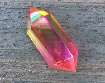 Orange Color Enhanced Quartz Double Terminated Wand Crystal Point