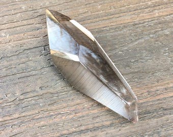 Smoky Quartz Seed Crystal Double Terminated Faceted Wand Grounding Protection Healing Stone 3.5"