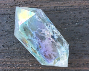 White Crackle Quartz Double Terminated Wand Crystal Point