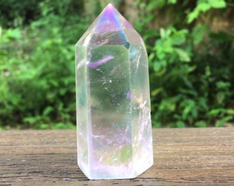 Clear Quartz Crystal Point Aura Natural Mineral Specimen 2.5in