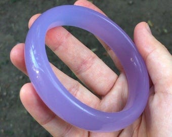 Natural Amethyst Bangle Bracelet Purple Crystal Gemstone Stone Jewelry 7.5"