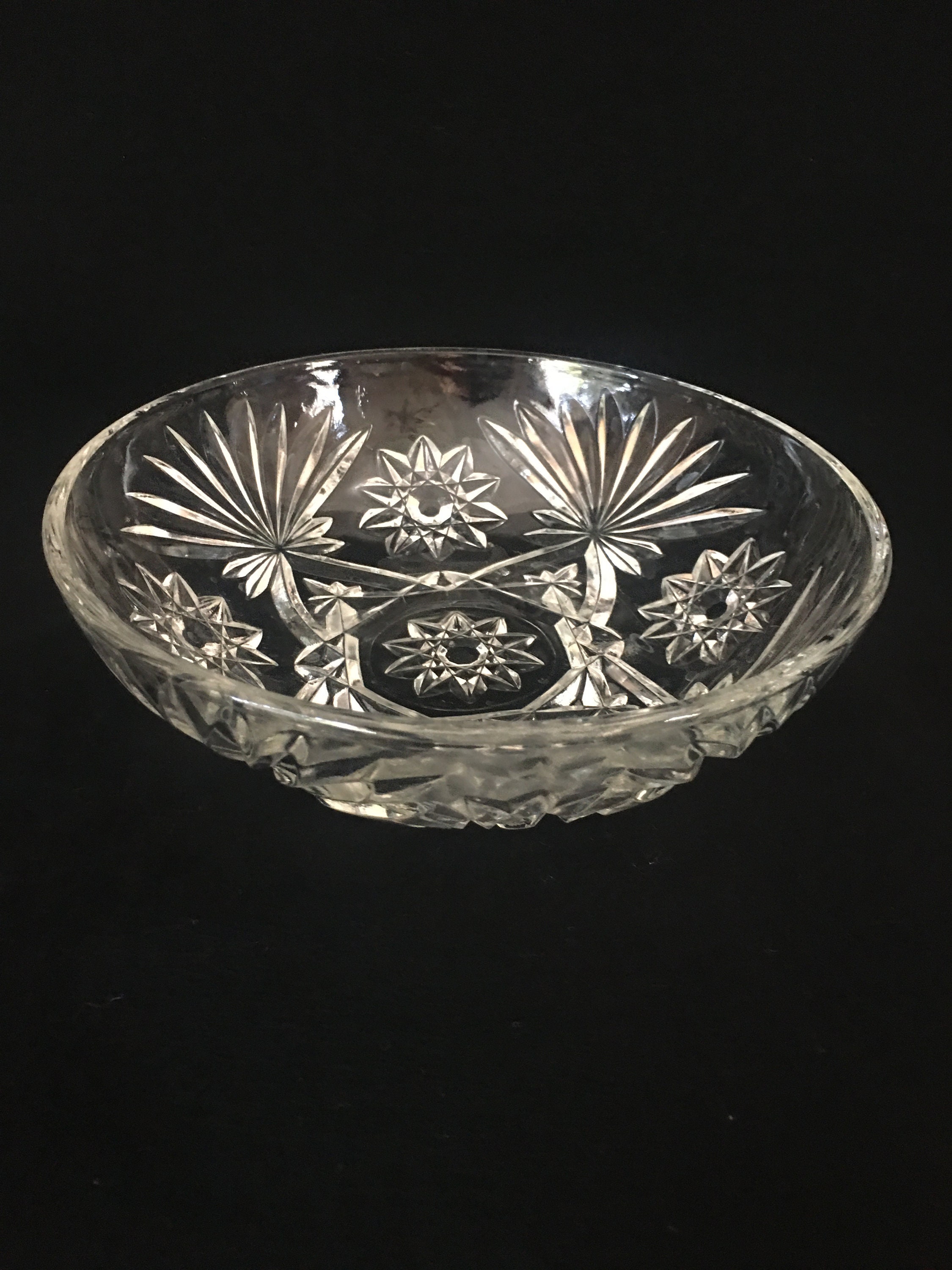 Crystal Clear Nut Bowl Vintage Candy Dish with Classic Etched Etsy