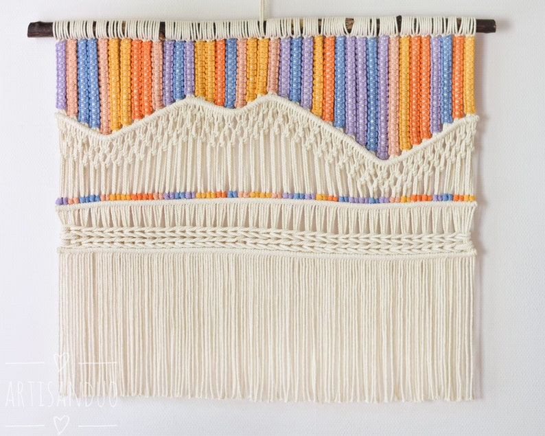 Rainbow macrame wall hanging