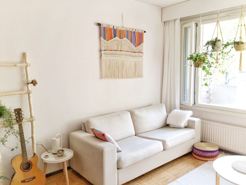 Rainbow macrame wall hanging