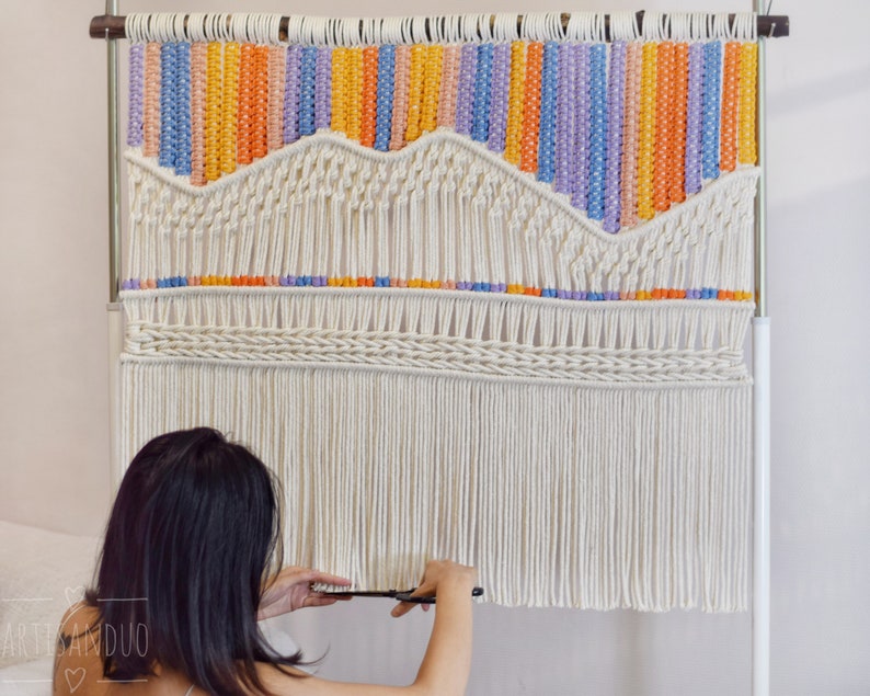 Rainbow macrame wall hanging