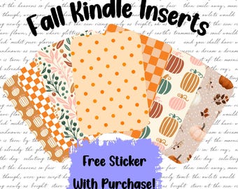 Inserto de otoño para Kindle: fondo con estética otoñal para Paperwhite, Oasis, Kobo y más. Fondo transparente con estética acogedora de Academia.