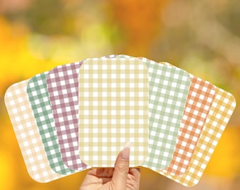 Neutral Checkered Kindle Insert – Autumn Plaid Backing for Paperwhite, Oasis, Kobo & More – Clear Case Background, Cozy Academia Aesthetic