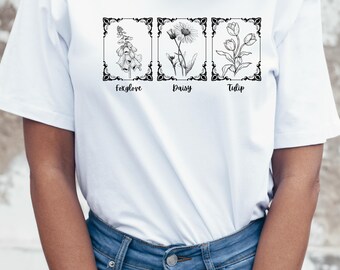フローラルFDTコンフォートカラーTシャツ：フェミニスト抗議シャツ