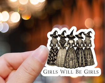 Pegatina de vinilo de bruja: Chicas góticas vintage - Decoración impermeable de Halloween