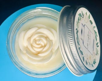 Hand-Poured Rose Soy Wax Candle – Floral Scented, Glass Jar