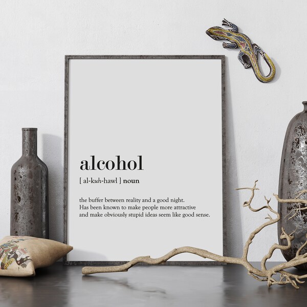 Alcohol Word Definition Poster Print | Urban Dictionary | Word Meaning | Funny Gift | Typographic Posters | Wall Decor Prints | Wall Art