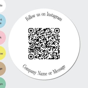 Instagram QR Code Aufkleber, Social Media Aufkleber, Scan and Follow Us Sticker mit QR Code, Small Business Label
