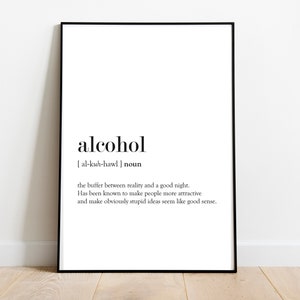 Alcohol Word Definition Poster Print Urban Dictionary Word - Etsy UK