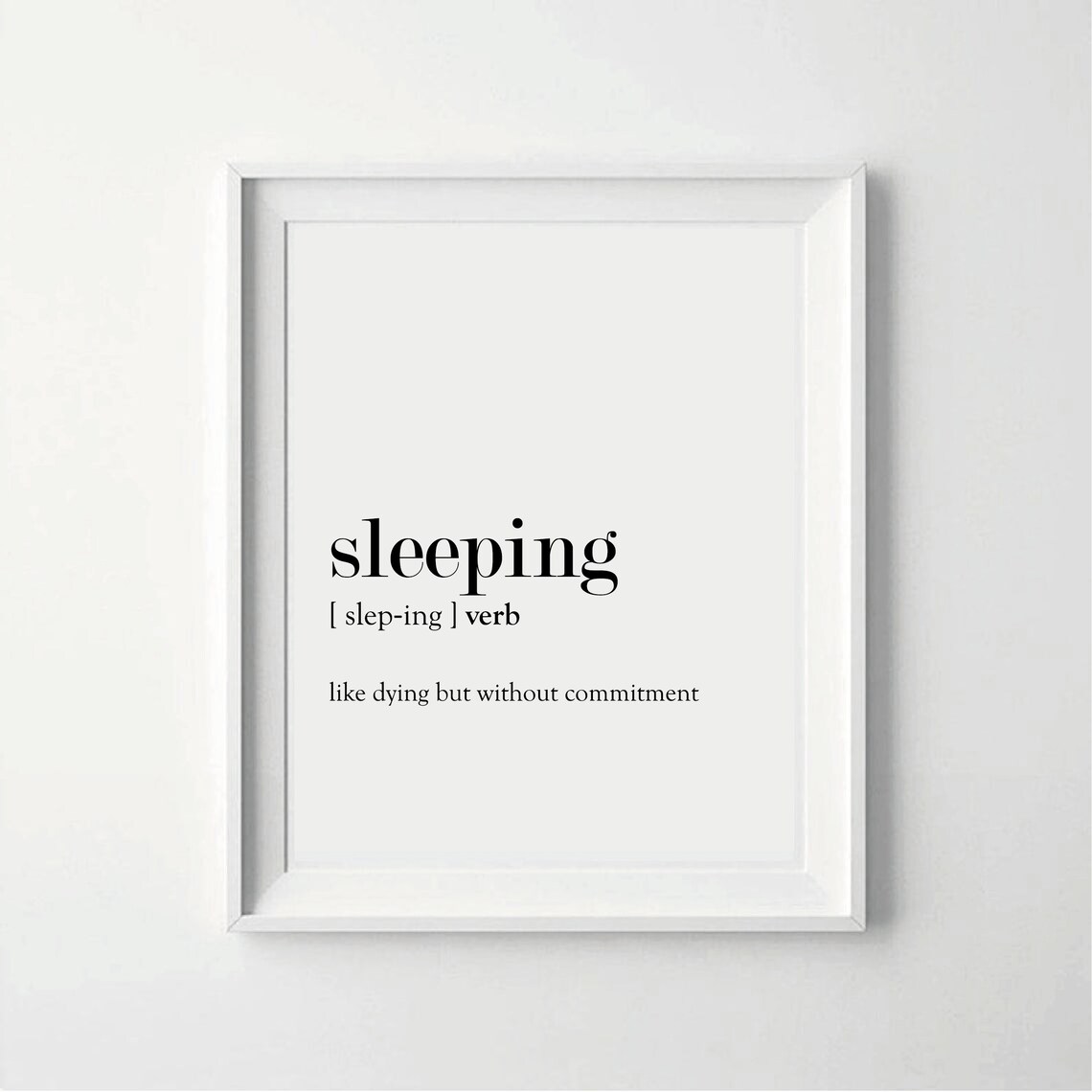 Sleeping Definition Dictionary Print Poster Wall Art Etsy