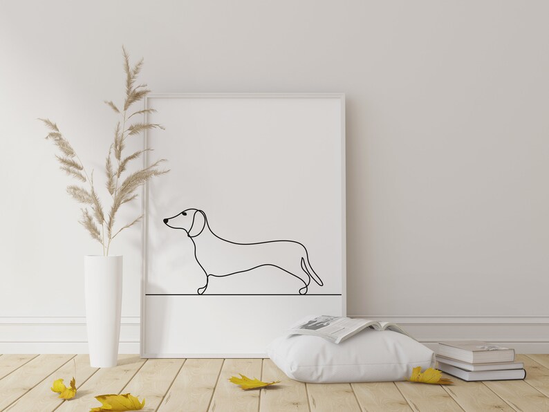 Dachshund Line Drawing Sausage Dog Printable Wall Decor Dog - Etsy