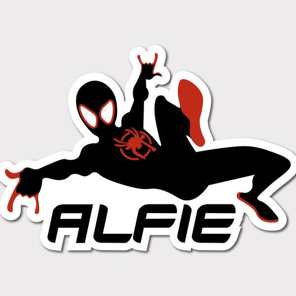 Spiderman Aufkleber personalisiert, Miles Morales Aufkleber, MacBook, Laptop, Telefon, Konsole, Wasserflasche, wasserdichte Aufkleber, Filmaufkleber