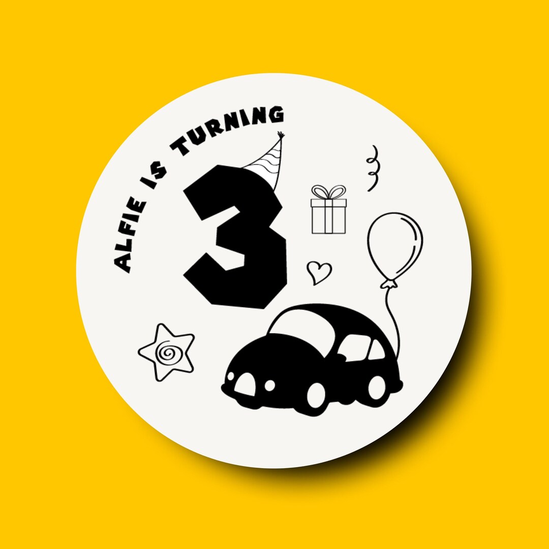 Personalized Car Theme Birthday Sticker, Custom Favor Label - Etsy