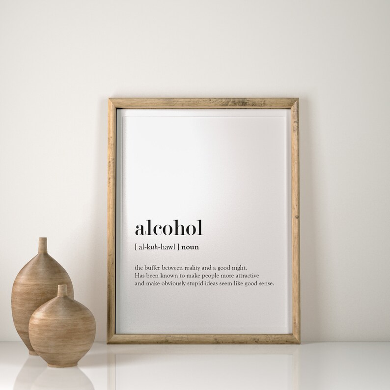 Alcohol Word Definition Poster Print Urban Dictionary Word | Etsy UK
